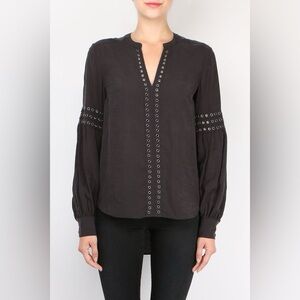Veronica Beard Black Eyelet Women's Blouse